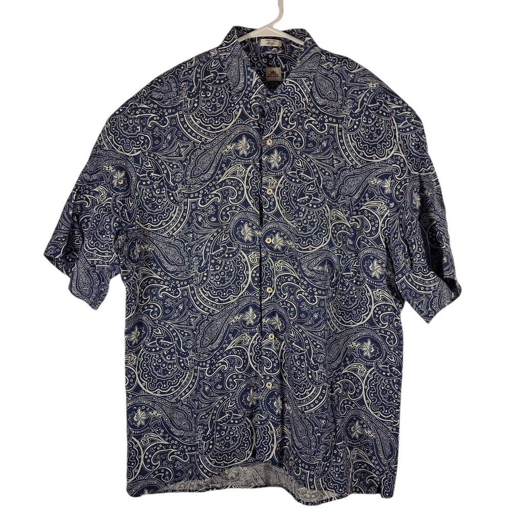Peter Millar shirt mens XL XLarge blue all over paisley 100% linen short sleeve